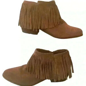 Steve Madden Patzee Brown Suede Leather Fringe Booties Size 9.5